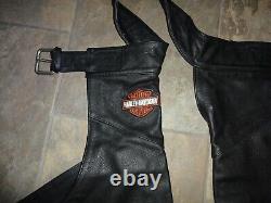 Harley-Davidson Hommes XL Bar & Shield Deluxe Fermeture Éclair Snap Cuir Chaps $375