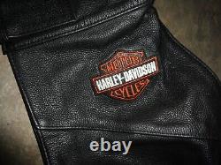 Harley-Davidson Hommes XL Bar & Shield Deluxe Fermeture Éclair Snap Cuir Chaps $375