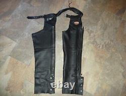 Harley-Davidson Hommes XL Bar & Shield Deluxe Fermeture Éclair Snap Cuir Chaps $375