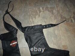 Harley-Davidson Hommes XL Bar & Shield Deluxe Fermeture Éclair Snap Cuir Chaps $375