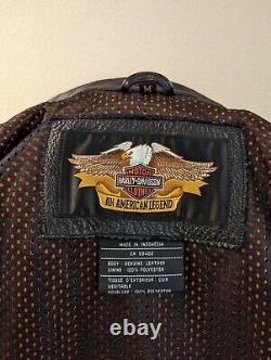 Harley Davidson Medium Veste En Cuir Lourd Ailes Bar & Shield, Superbe État
