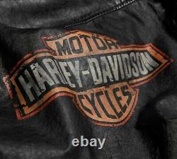Harley Davidson Mens Bar & Shield Vintage Veste Chemise En Cuir En Détresse T.n.-o.
