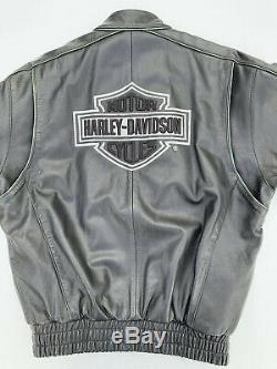Harley Davidson Mens Black Blouson En Cuir Medium Bar & Shield