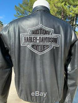 Harley Davidson Mens Black Blouson En Cuir Medium Bar & Shield