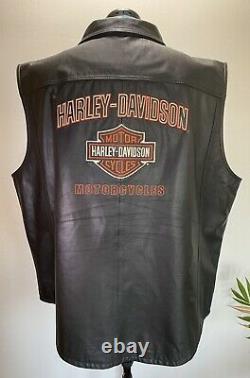 Harley Davidson Mens Broded Bar And Shield Leather Vest 97064-08vm 3xl XXXL