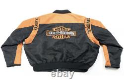 Harley Davidson Mens Nylon Racing Bomber Jacket XL Large Bar Shield Nice
