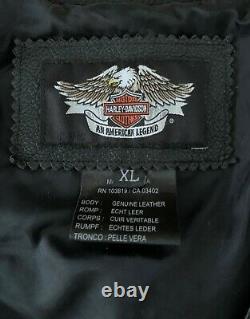 Harley Davidson Mens X-large Leather Vest 98150-06vm Avec Broderie Bar & Shield