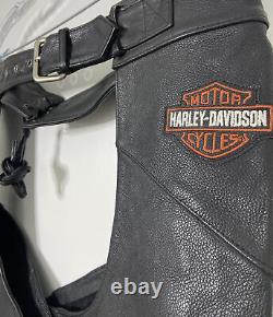 Harley Davidson Moto Chaps En Cuir Véritable Hommes Sz XL Bar & Shield Logo
