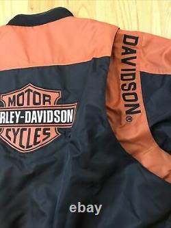 Harley Davidson Noir Orange Bar & Shield Nylon Veste De Course Hommes Taille Xxxgrande