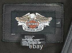 Harley Davidson Piston Bar Shield Snap USA Leather Riding Vest Taille L