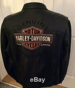 Harley Davidson Roadway Veste Noire En Cuir Bar & Shield 98015-10vm 2tg Rare