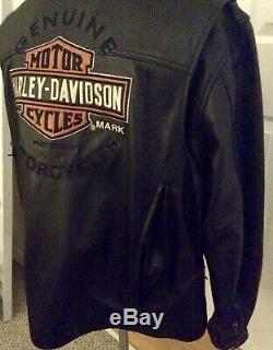 Harley Davidson Roadway Veste Noire En Cuir Bar & Shield 98015-10vm 2tg Rare