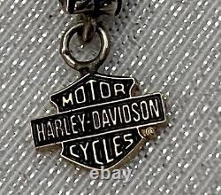 Harley Davidson Stamper 10k Gold Necklace Bar Shield Pendant Chaîne De Sterling 19