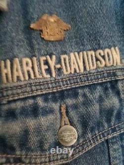 Harley Davidson Vest Denim Bar & Shield Broded Medium Motorcycles Patch Pin