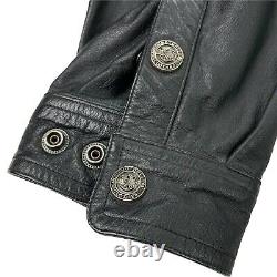 Harley Davidson Veste De Chemise En Cuir Pour Hommes Black Bar Shield Snap Button Medium