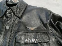 Harley Davidson Veste De Chemise En Cuir Pour Hommes Black Bar Shield Snap Button X Large