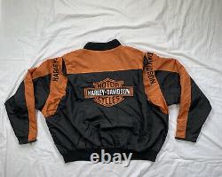 Harley Davidson Veste De Course 4xl Nylon Noir Orange Barre Bouclier 97068-00v Zip