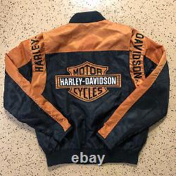 Harley Davidson Veste De Course De Moto Bar Shield Nylon Noir Orange Petite
