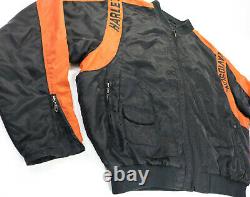 Harley Davidson Veste De Course XL Nylon Orange Noir Bar Bouclier 97068-00v Zip