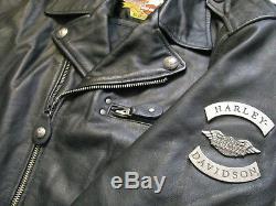 Harley Davidson Veste De Moto En Cuir Des Années 90 Eagle Bar & Shield En Relief L