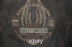 Harley Davidson Veste En Cuir Brun Veste En Cuir Pour Hommes Bar&shield Ailé XL 97178-14vm