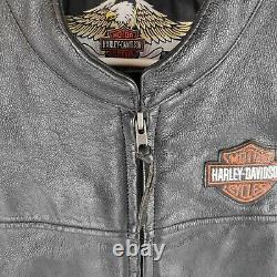 Harley Davidson Veste En Cuir Hommes Sz M Stock Black Bar Shield Patch Zip