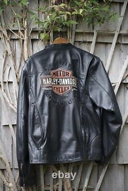 Harley Davidson Veste En Cuir Noir Roadway Pour Hommes Bar & Shield Large 98015-10vm