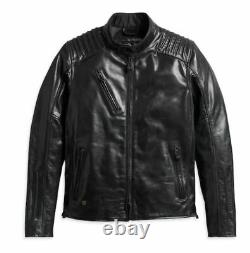 Harley Davidson Veste En Cuir Noir Teremity Pour Hommes 98047-19vm Medium