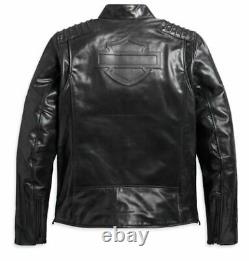 Harley Davidson Veste En Cuir Noir Teremity Pour Hommes 98047-19vm Medium