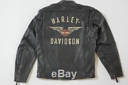 Harley Davidson Veste En Cuir Noir Top Wing Bar & Shield Pour Hommes 98058-13vm M