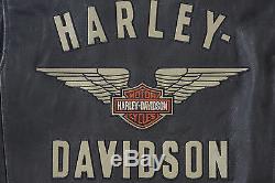 Harley Davidson Veste En Cuir Noir Top Wing Bar & Shield Pour Hommes 98058-13vm M
