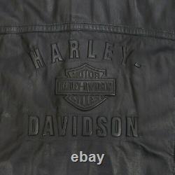 Harley Davidson Veste En Cuir Shifter Black Embossed Bar Shield Vents Taille L