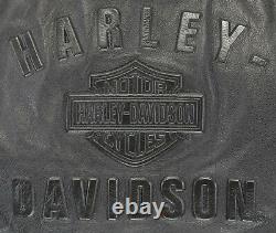 Harley Davidson Veste En Cuir XL Shifter Noir Embossé Bar Bouclier Zip Évents
