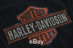 Harley Davidson Veste En Jean Noir XL Avec Manches Et Manches Pour Hommes En Cuir XL 99183-19vm