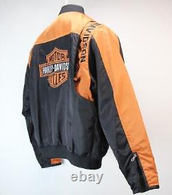 Harley Davidson Veste Homme 2xl Noir Orange Nylon Bombardier Course Shield 97068-00v
