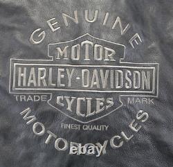Harley Davidson Veste Homme 3xl Cuir Noir Freedom Rider USA Soft Bar Shield