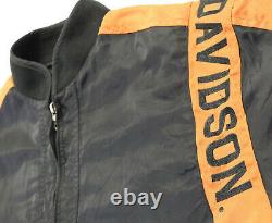 Harley Davidson Veste Hommes M Noir De Course Bombardier Nylon Zip Orange Bar Shield