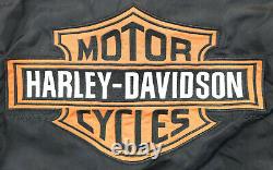 Harley Davidson Veste Hommes M Noir De Course Bombardier Nylon Zip Orange Bar Shield