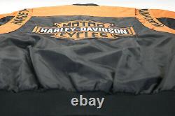 Harley Davidson Veste M Nylon Noir Orange Bar Bouclier Course 97068-00v Zip Euc