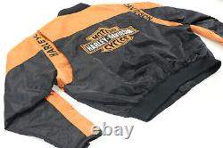 Harley Davidson Veste XL Noir Hommes Barre De Course Bouclier Orange Nylon Bombardier Zip