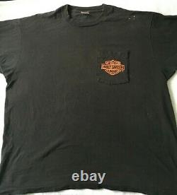Harley Davidson Vintage Bar Et Shieldlogo, Sc. Poche Moto T-shirt 80's XXL
