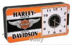 Harley Davidson Winged Bar And Shield Led Ad Clock Hdl-16641 Livraison Gratuite