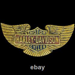 Harley Davidson Wings Bar Shield Biker Baron Brass 70s 1979 Nos Vtg Belt Buckle