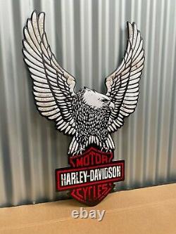 Harley Davidson Wings & Shield Embossed Tin Enseigne Bar Homme Cave Hot Rod