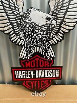 Harley Davidson Wings & Shield Embossed Tin Enseigne Bar Homme Cave Hot Rod
