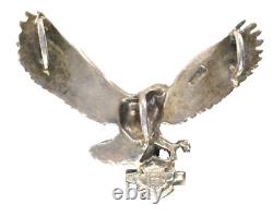 Harley Davidson pendentif en argent sterling 30g collier avec le légendaire aigle barre bouclier