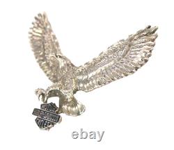 Harley Davidson pendentif en argent sterling 30g collier avec le légendaire aigle barre bouclier