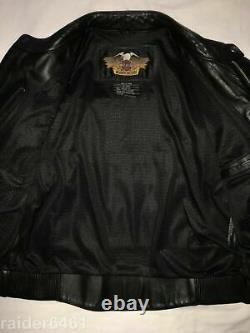 Harley Embossed Spell-out / Bar - Shield Leather Jacket Lrg 97009-04vm Euc