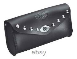 Harley NOUVEAU Sac de pare-brise en cuir clouté avec logo Bar & Shield OEM, noir 58298-87