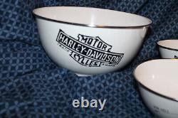 Harley-davidson 1903 Bar & Shield Enamel Snack Bowl Set, Acier Enduit Excellent